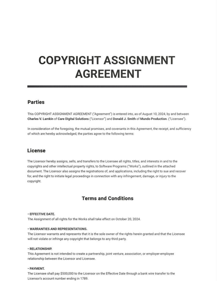 Copyright Assignment Template