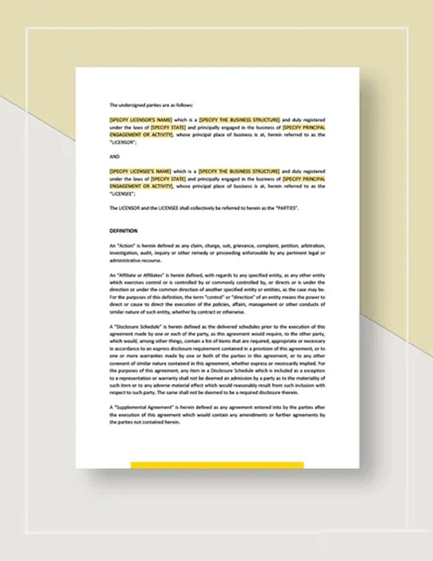 Patent License Agreement Template in Word Pages Google Docs