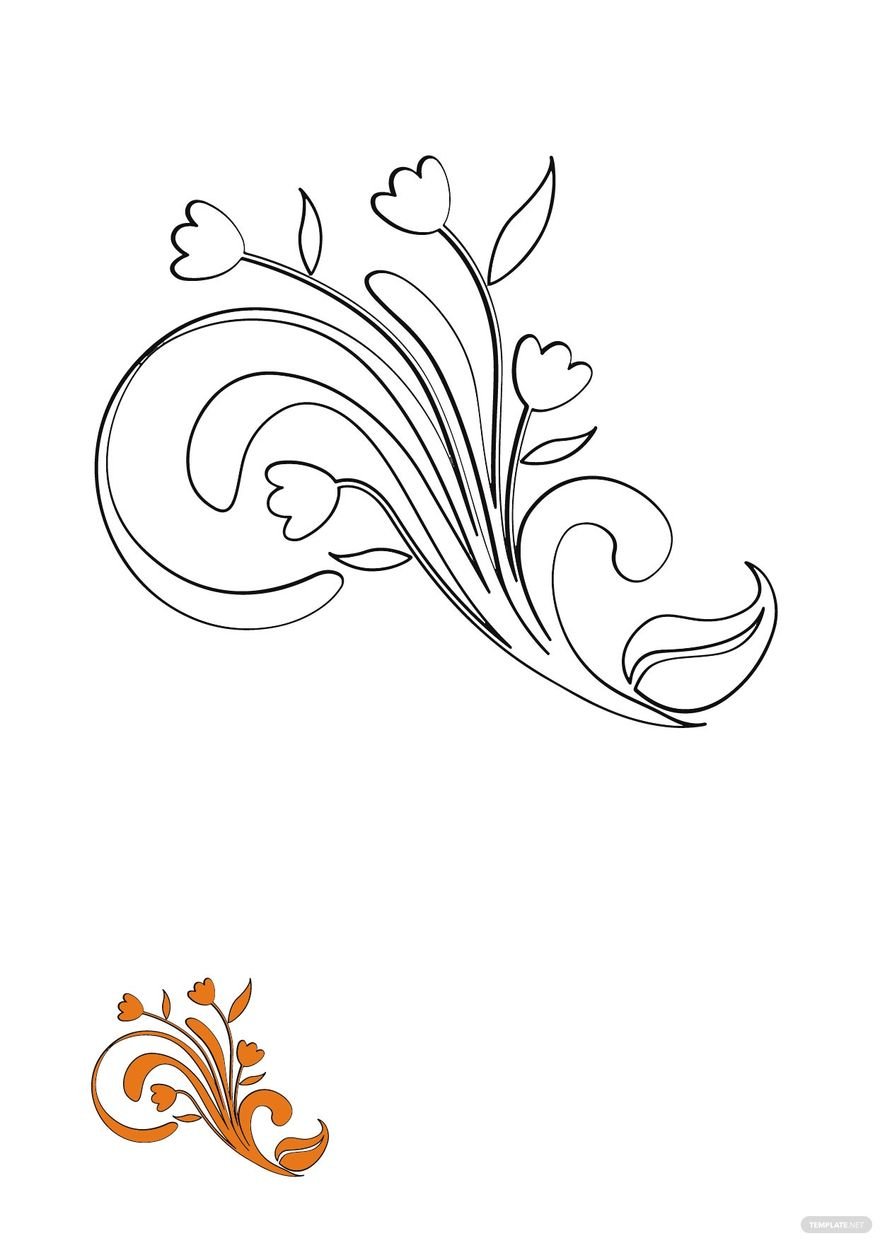 Free Floral Ornament Frame Coloring Page