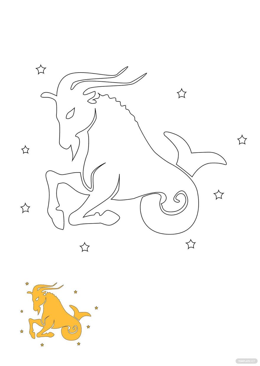 Free Gold Capricorn coloring page