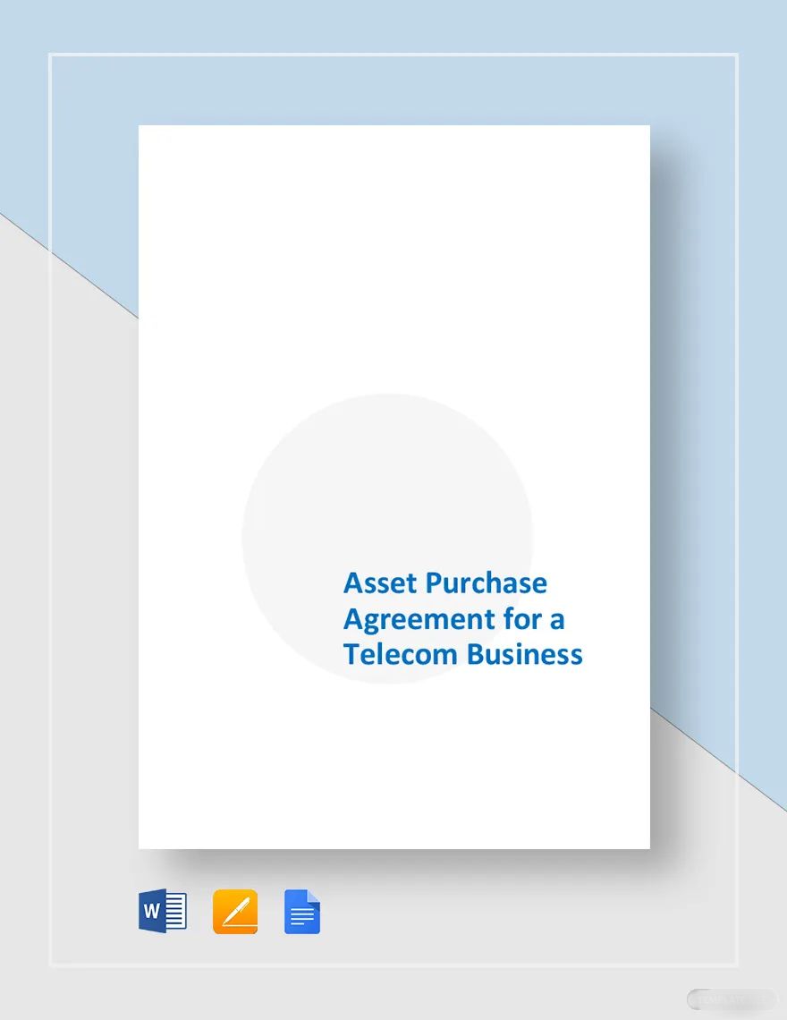 Asset Purchase Agreement For a Telecom Business Template