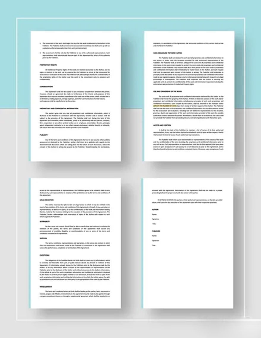 AuthorPublisher NonDisclosure Agreement Template in Word, Pages