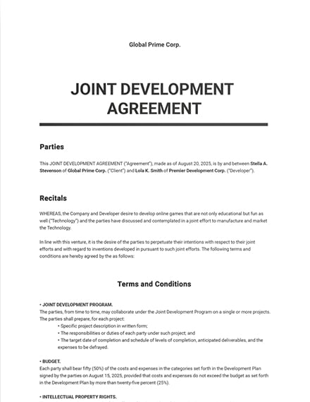 7  Joint Agreement Templates Free Downloads Template net