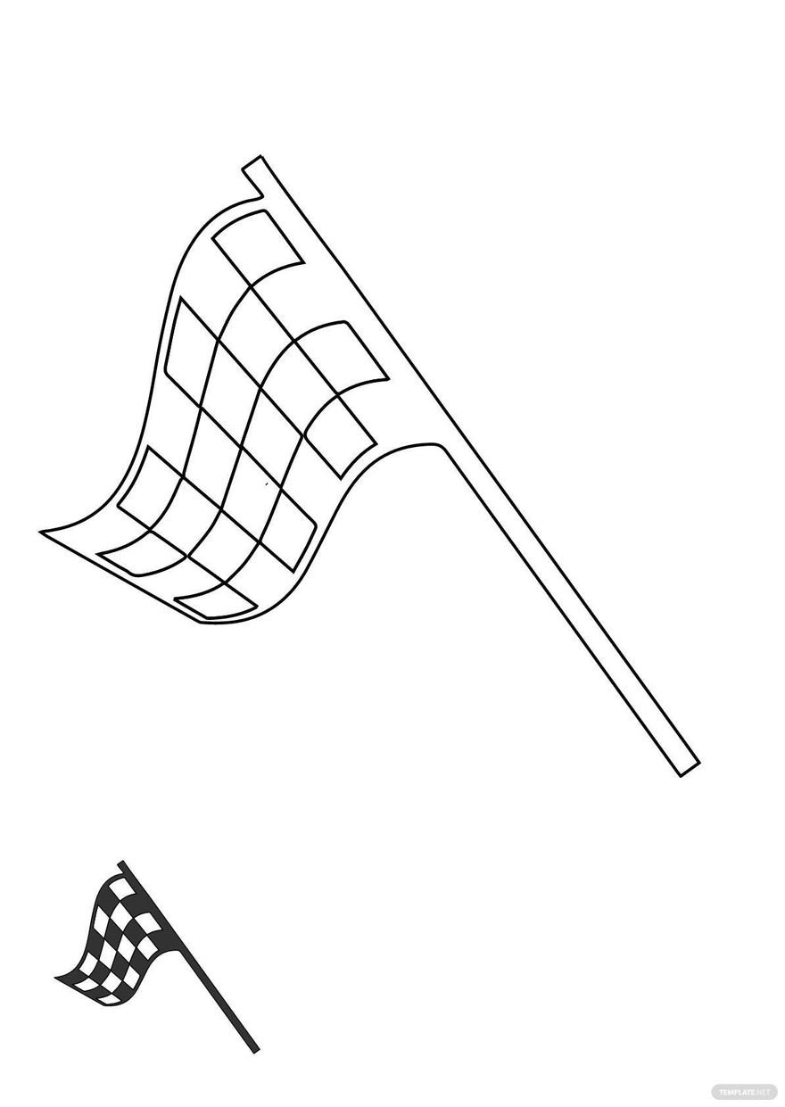 Free Wavy Checkered Flag coloring page in PDF