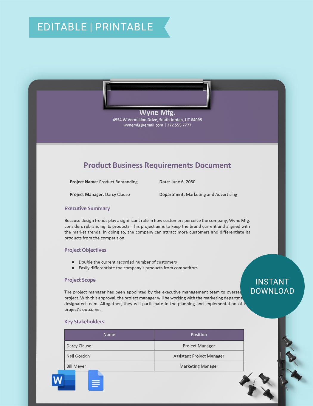 Product Business Requirements Document Template