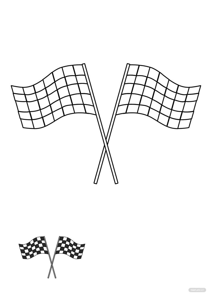 Racing Checkered Flag coloring page in PDF