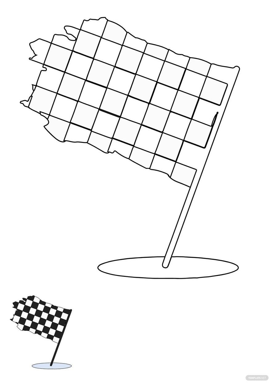 Free Distressed Checkered Flag coloring page in PDF