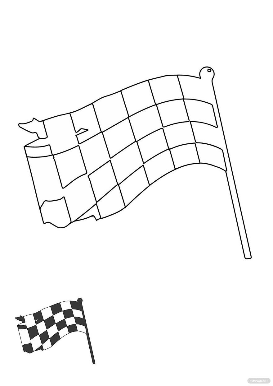 Free Ripped Checkered Flag coloring page in PDF