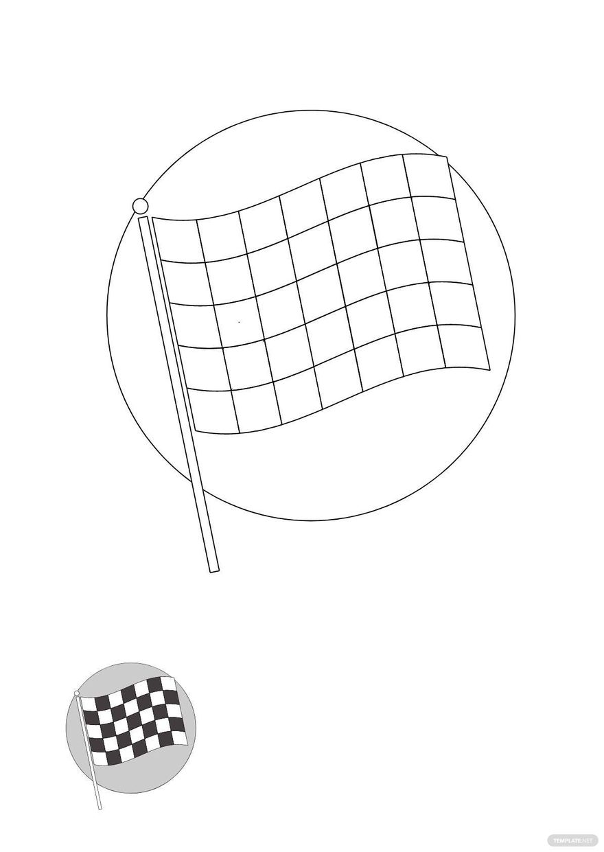 White Checkered Flag coloring page in PDF