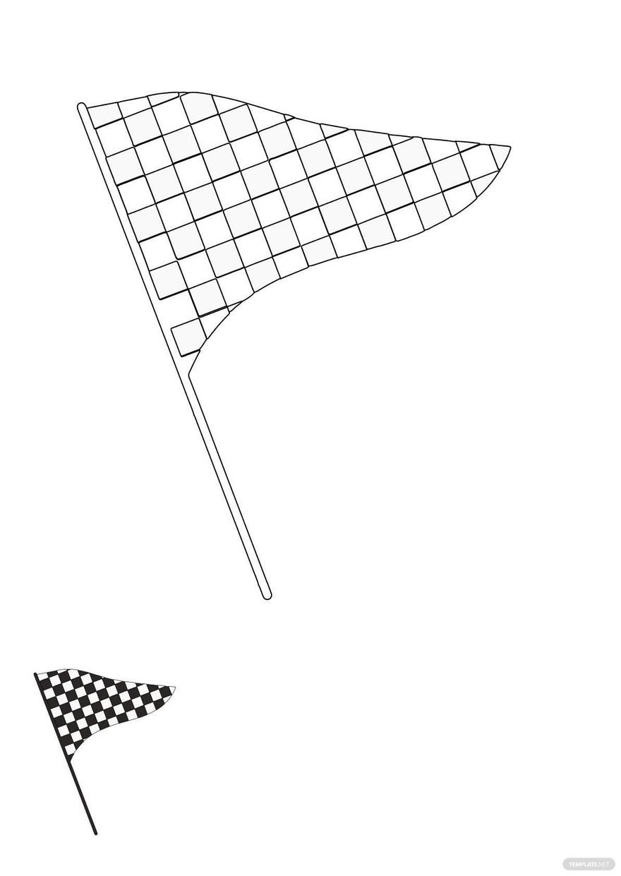 Triangle Checkered Flag coloring page in PDF