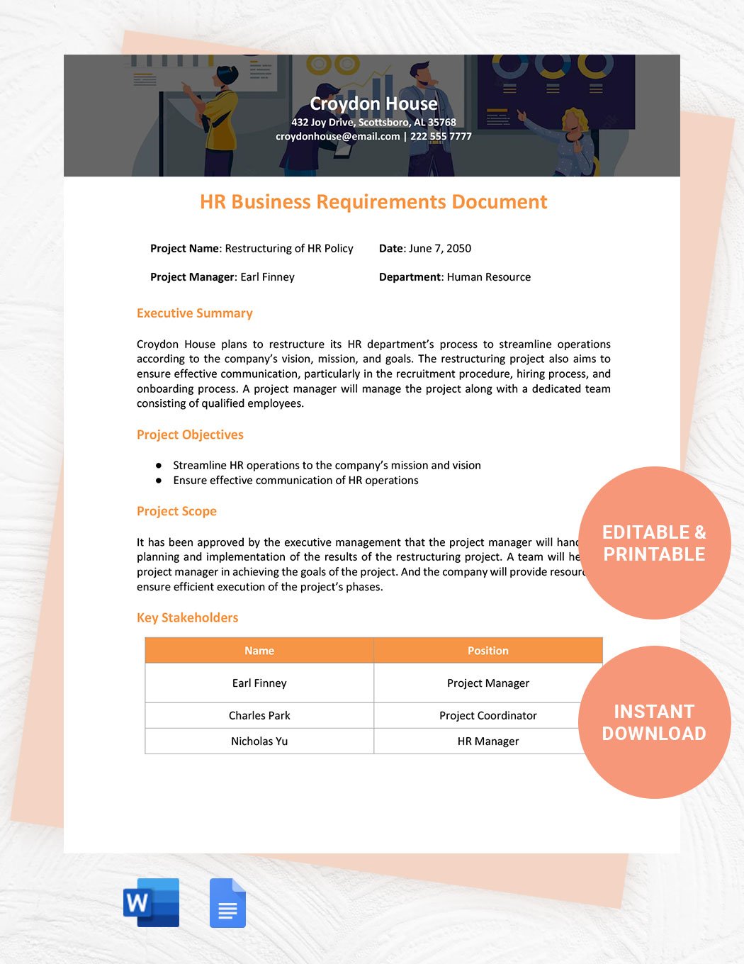 HR Business Requirements Document Template