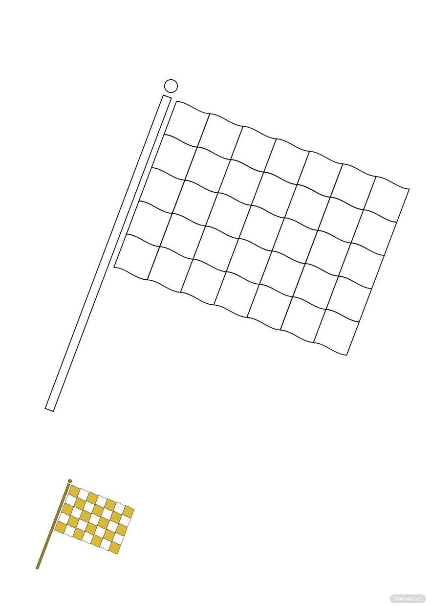 Gold Checkered Flag coloring page in PDF