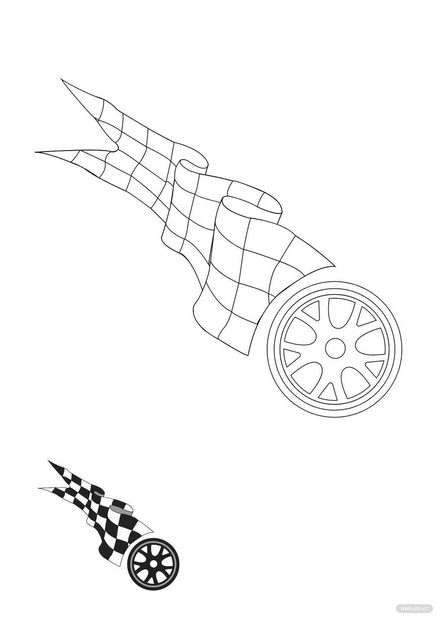 Tire Checkered Flag Coloring Page