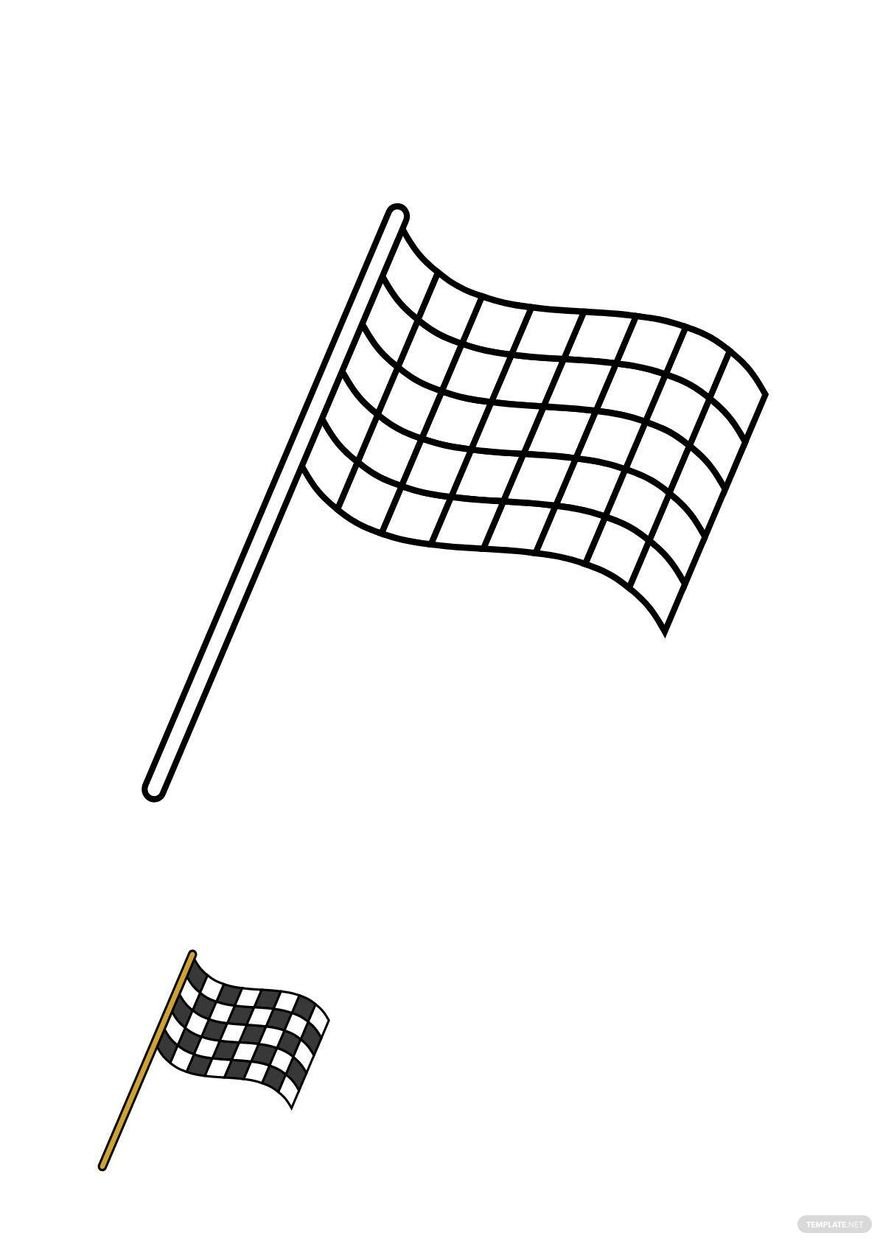 Cartoon Checkered Flag Coloring Page