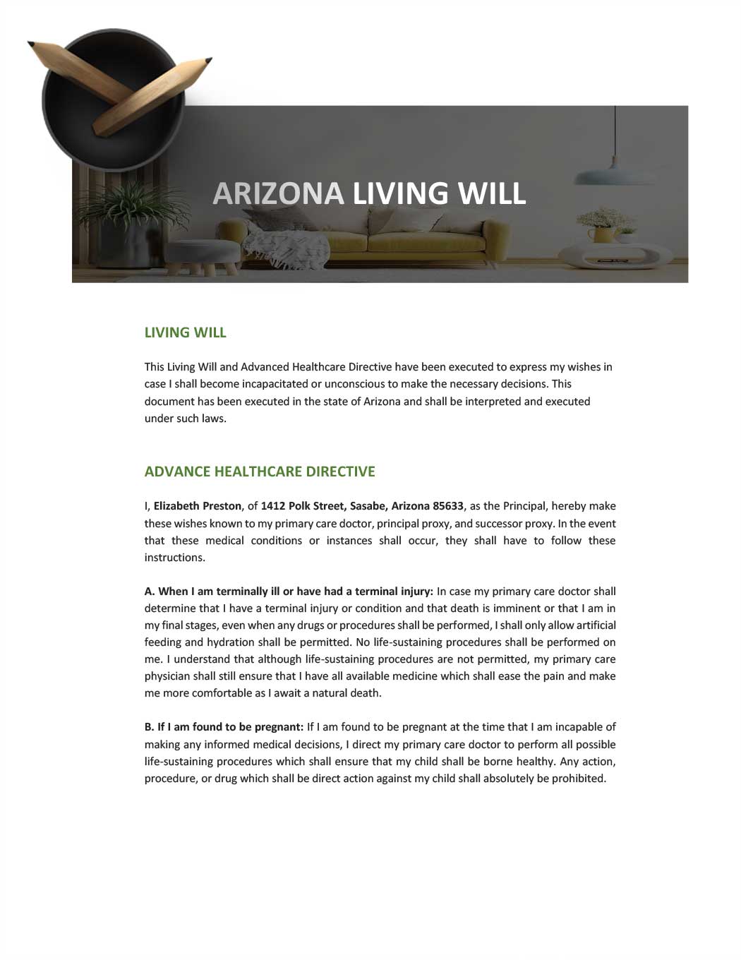 Arizona Living Will Template Download in Word, Google Docs, PSD