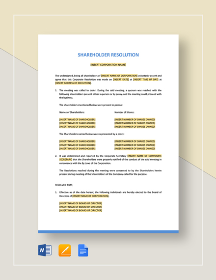 Shareholder Resolution Template - prntbl.concejomunicipaldechinu.gov.co