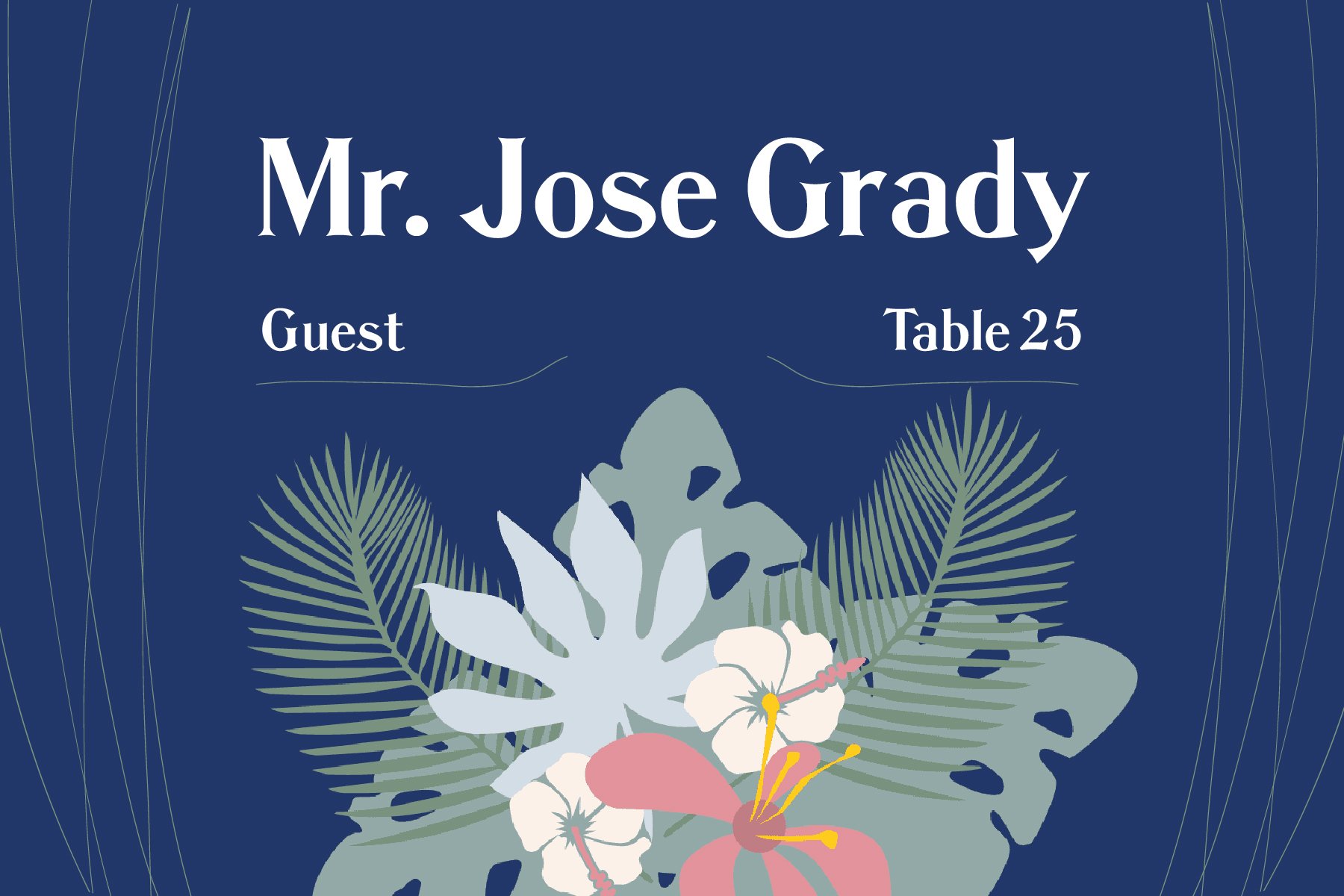 Tropical Baptism Place Card Template