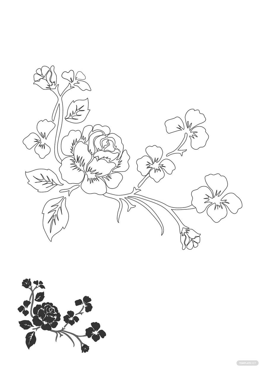 Free Black Floral Coloring Page