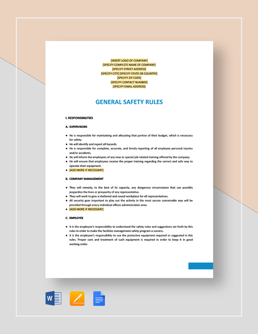 General Safety Rules Template