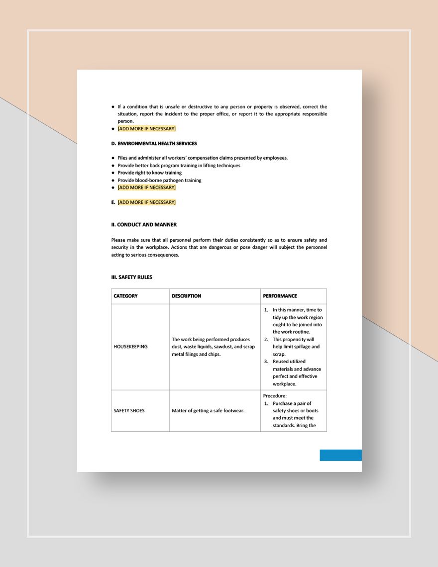 General Safety Rules Template