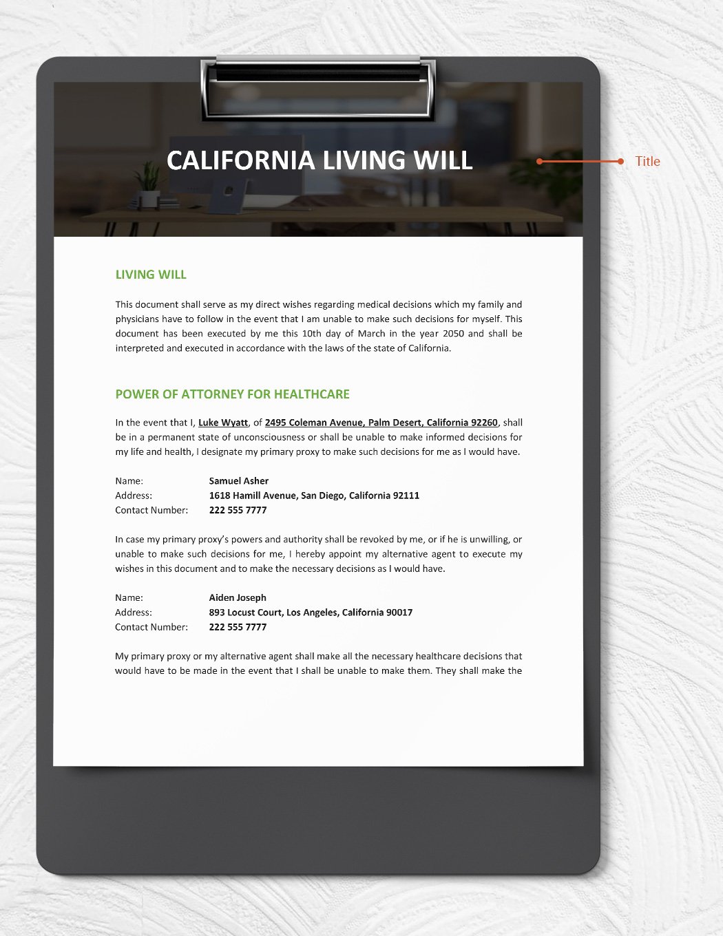 California Living Will Template in Word Google Docs Download