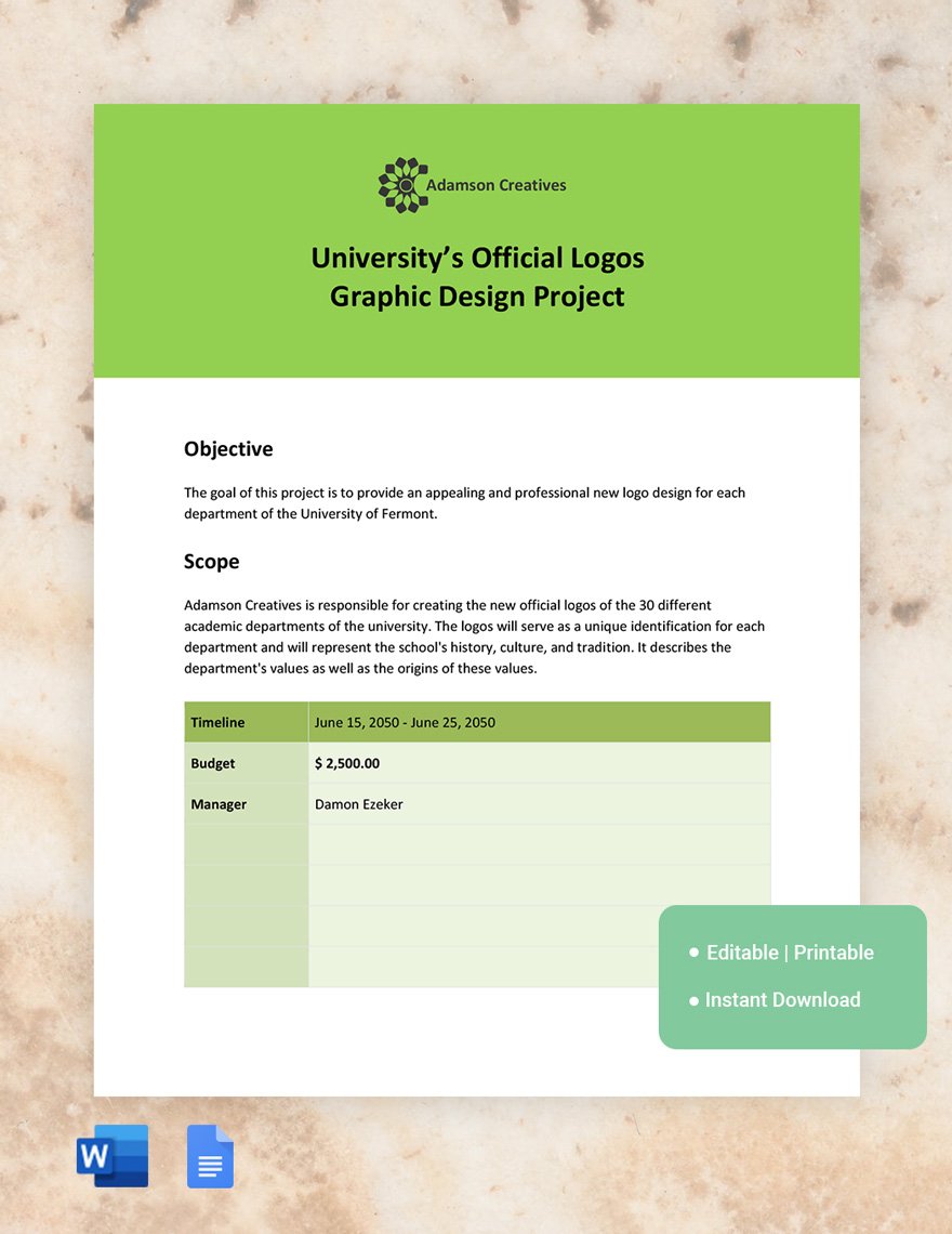 Free Sample Project Scope Template