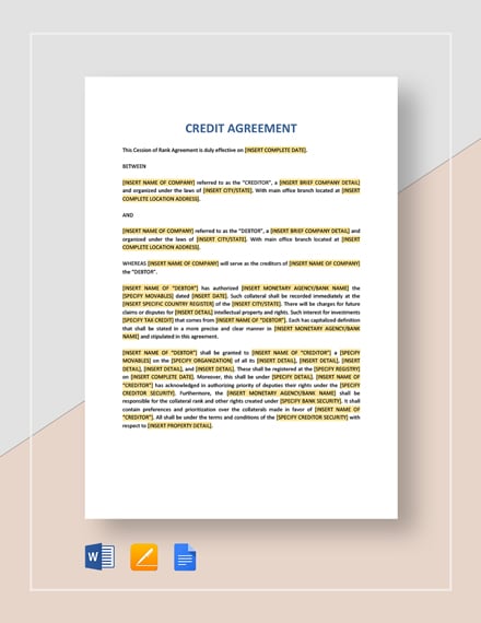 Credit Terms Agreement Template