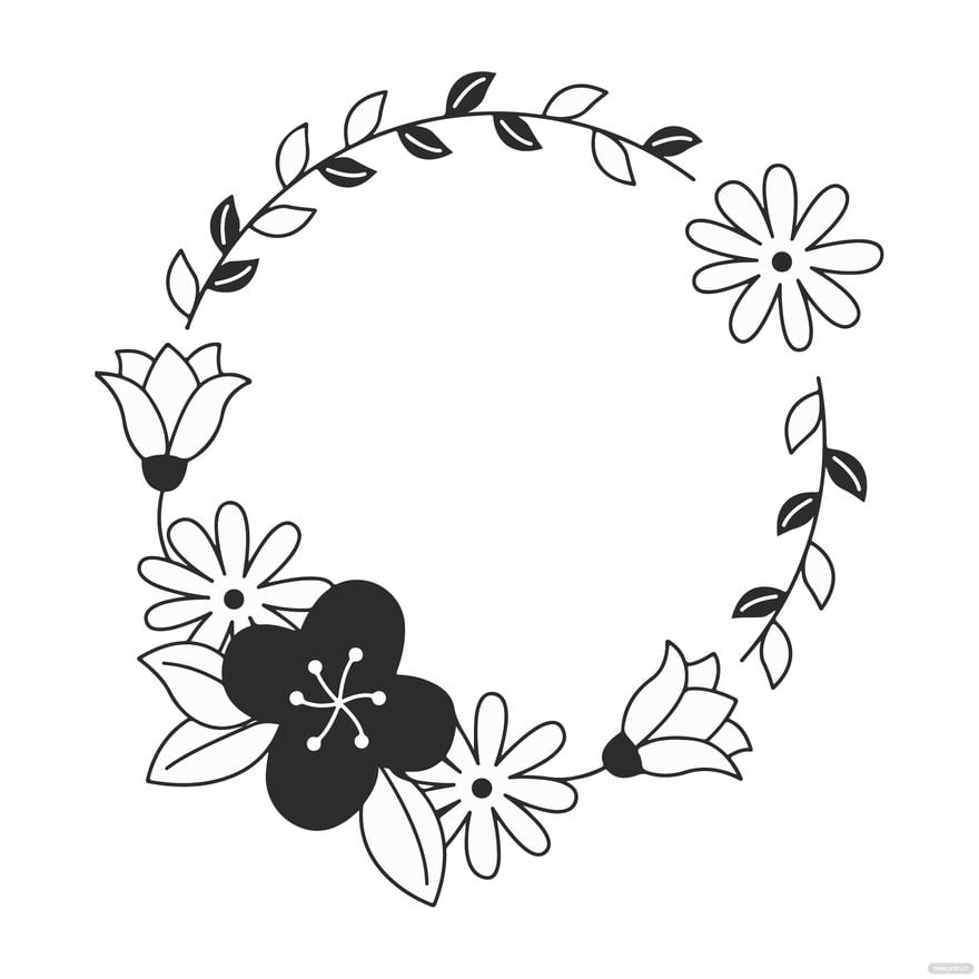 Black And White Flower Circle clipart in Illustrator, EPS, SVG, JPG, PNG