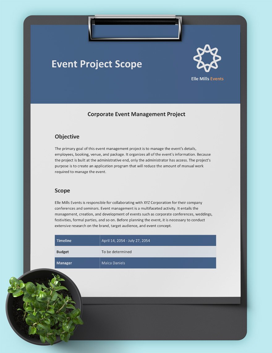 Event Project Scope Template
