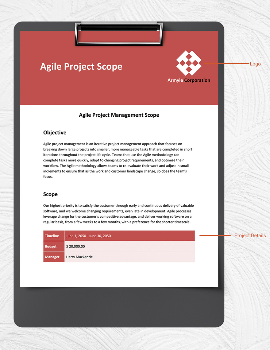 Agile Project Scope Template