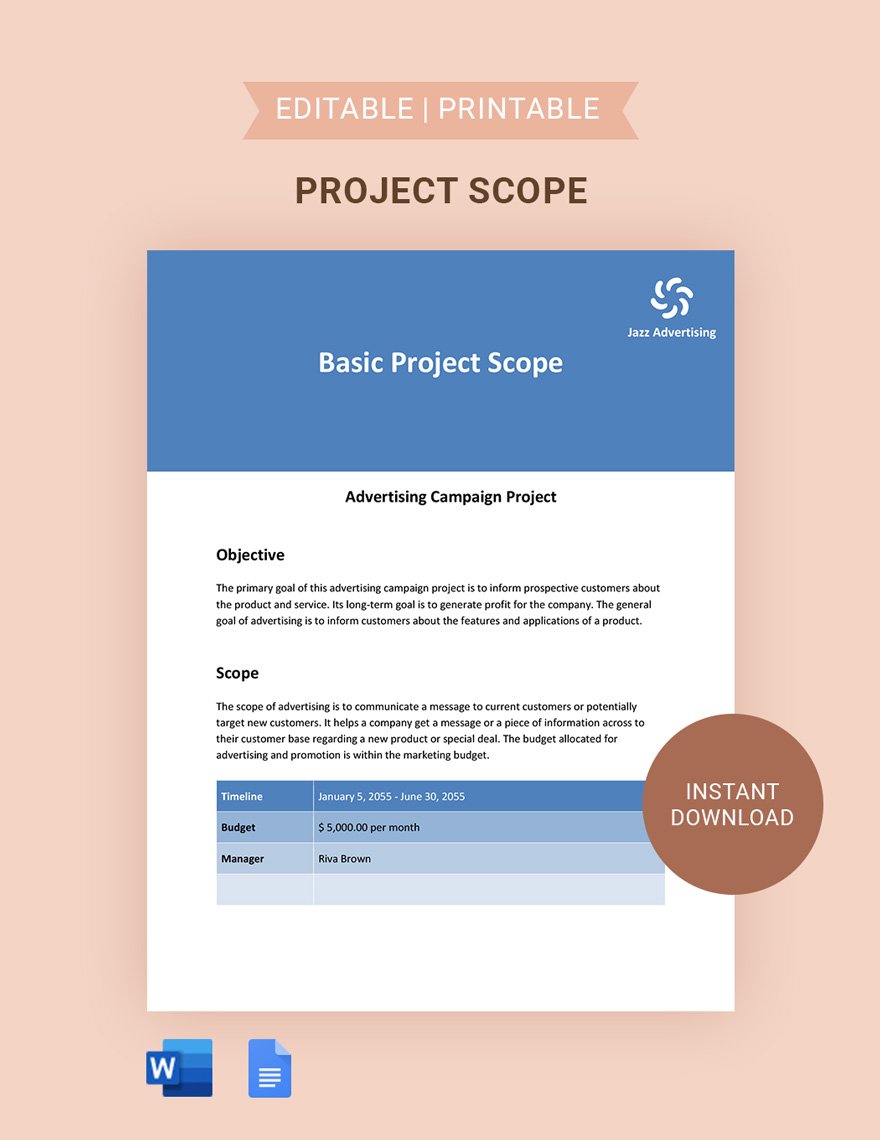 Free Basic Project Scope Template