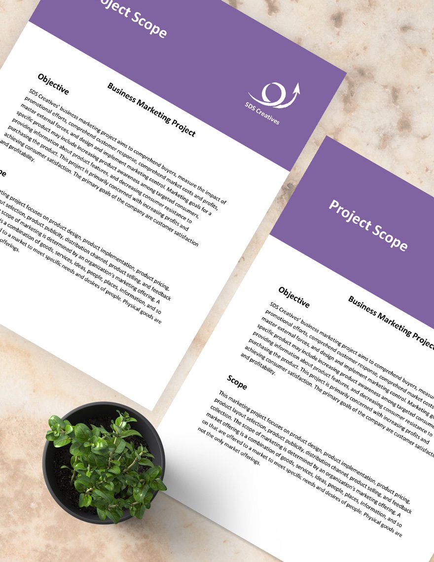 One Page Project Scope Template