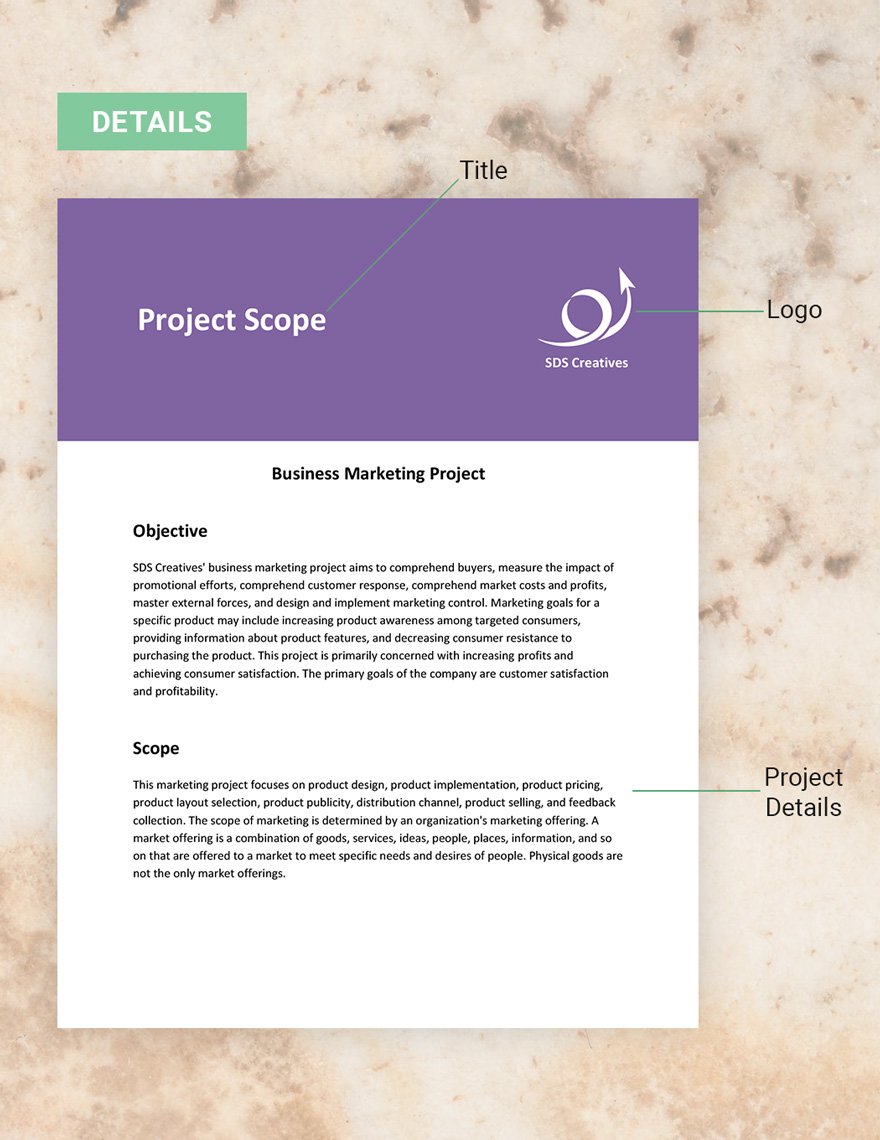 One Page Project Scope Template