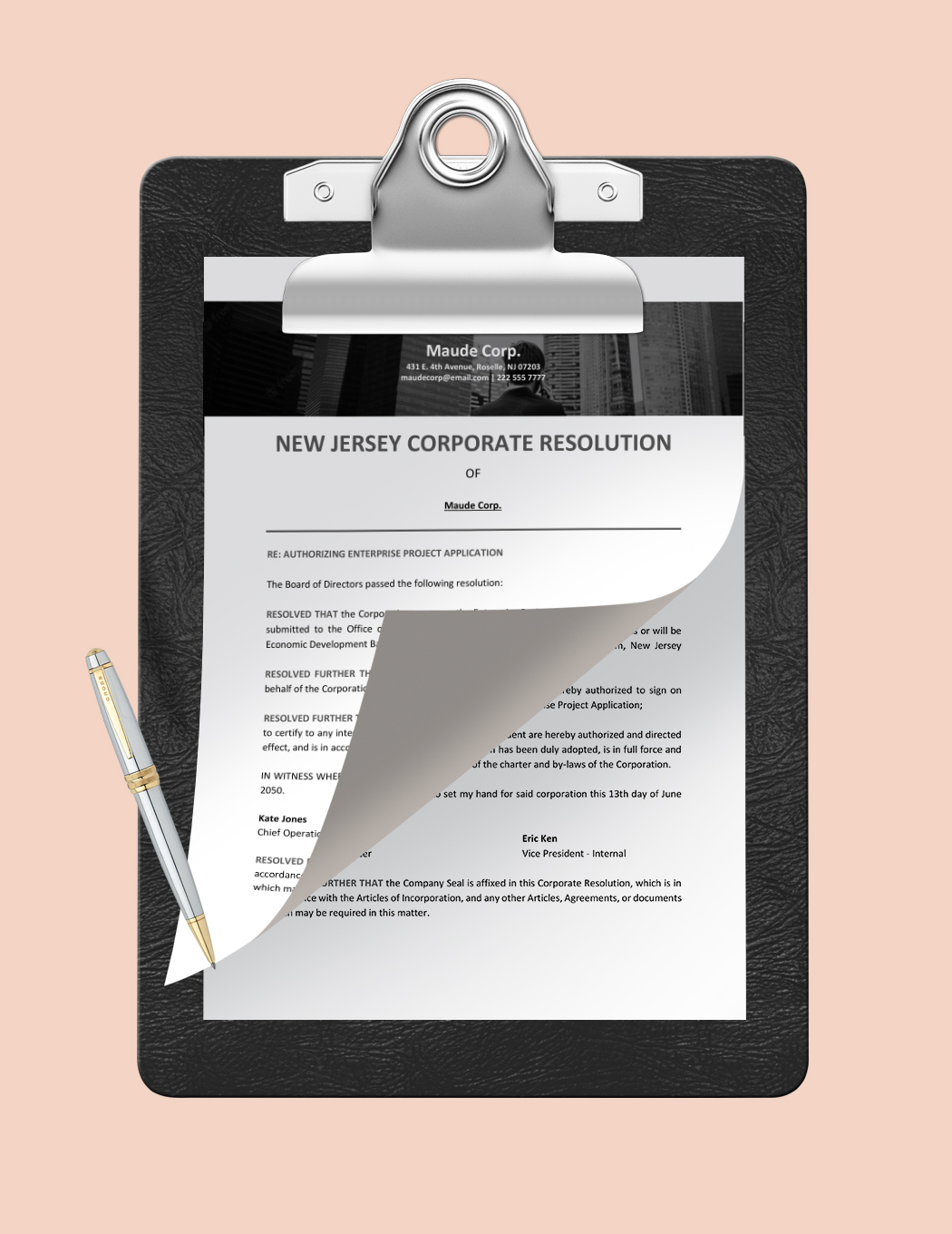New Jersey Corporate Resolution Template