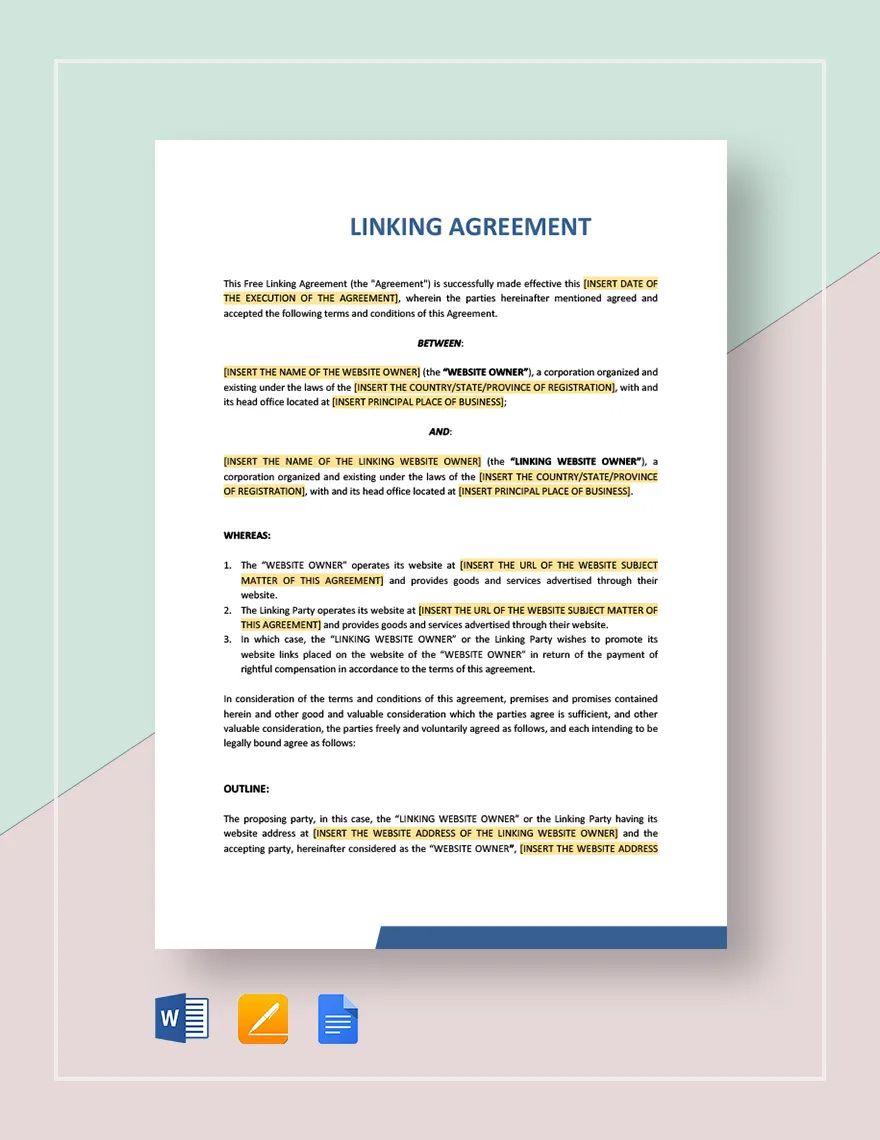 Linking Agreement Template in Pages, Word, Google Docs - Download | Template.net