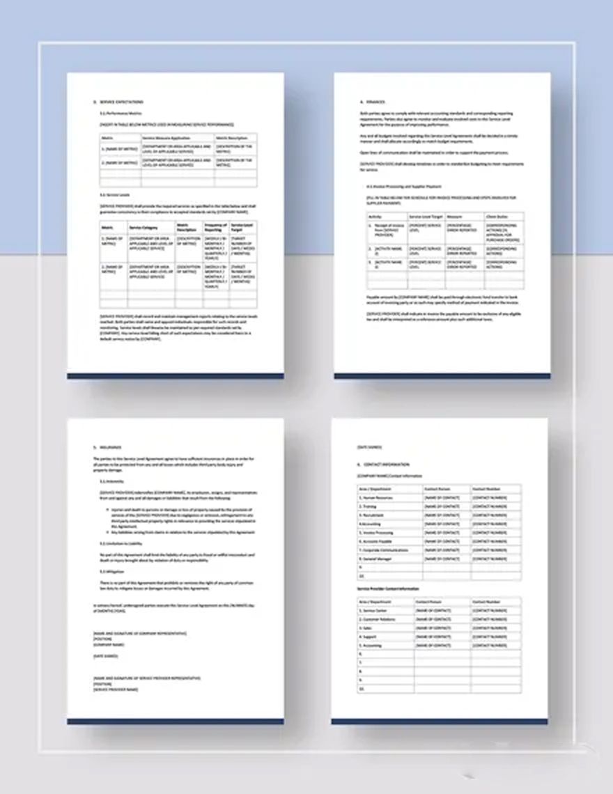 Simple Service Level Agreement Template