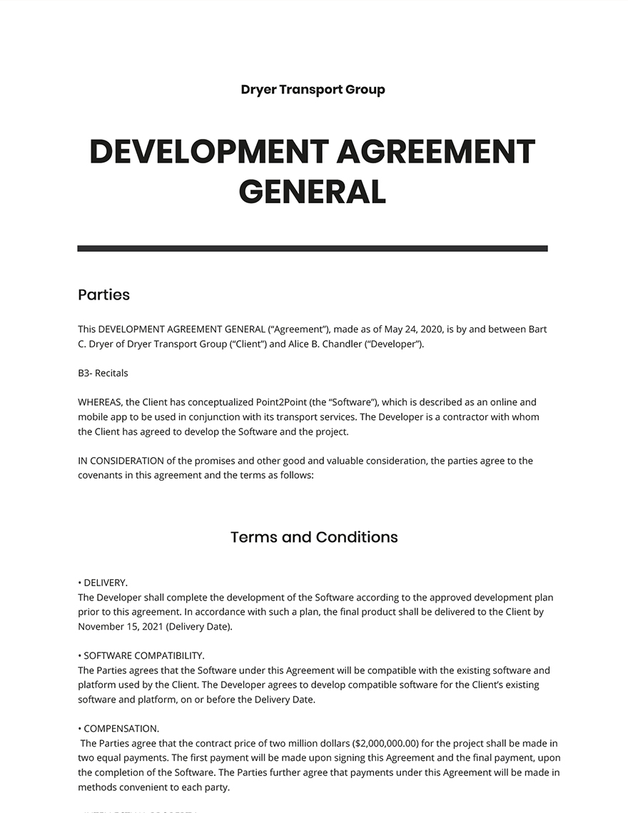 Development Agreement General Template
