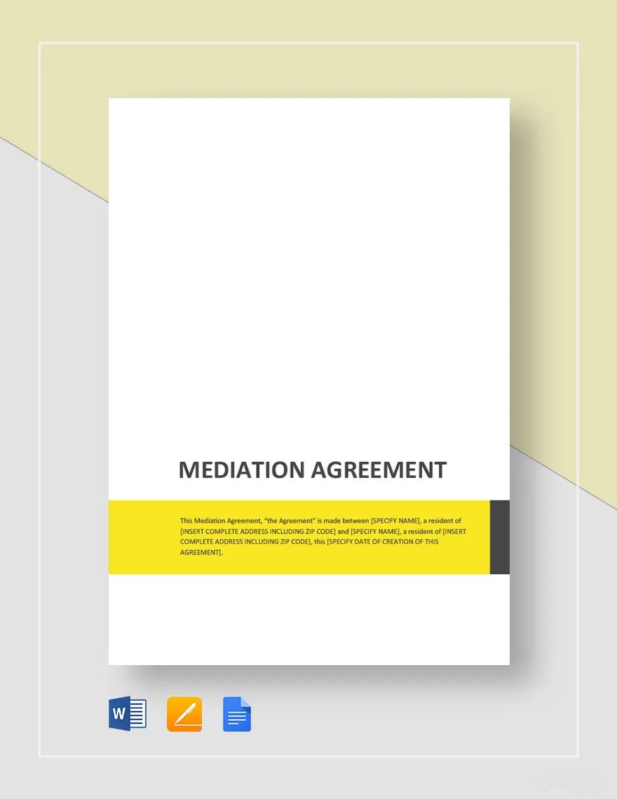 Mediation Agreement Template in Word, Google Docs, Apple Pages