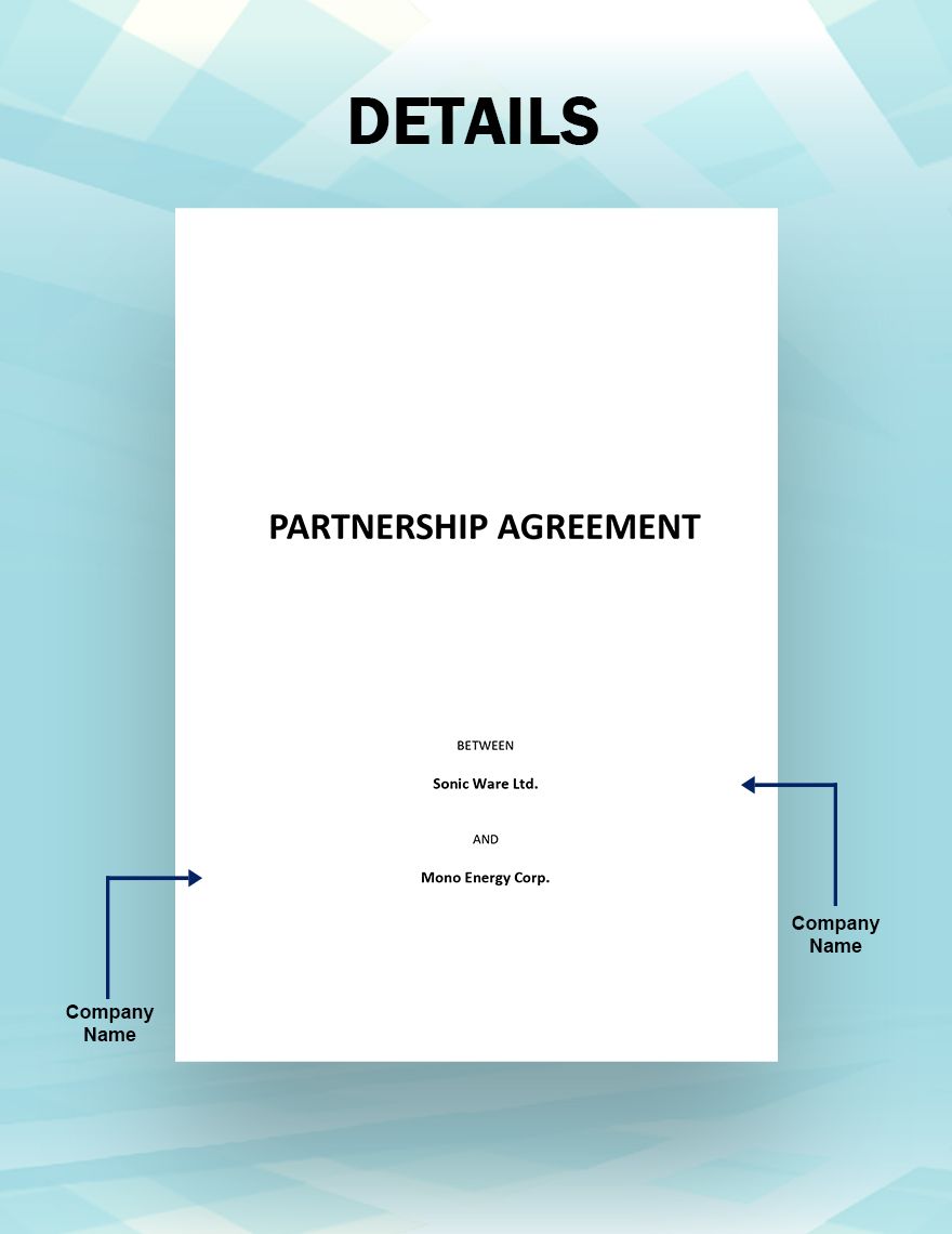 Partnership Agreement Template Google Docs Word Apple Pages