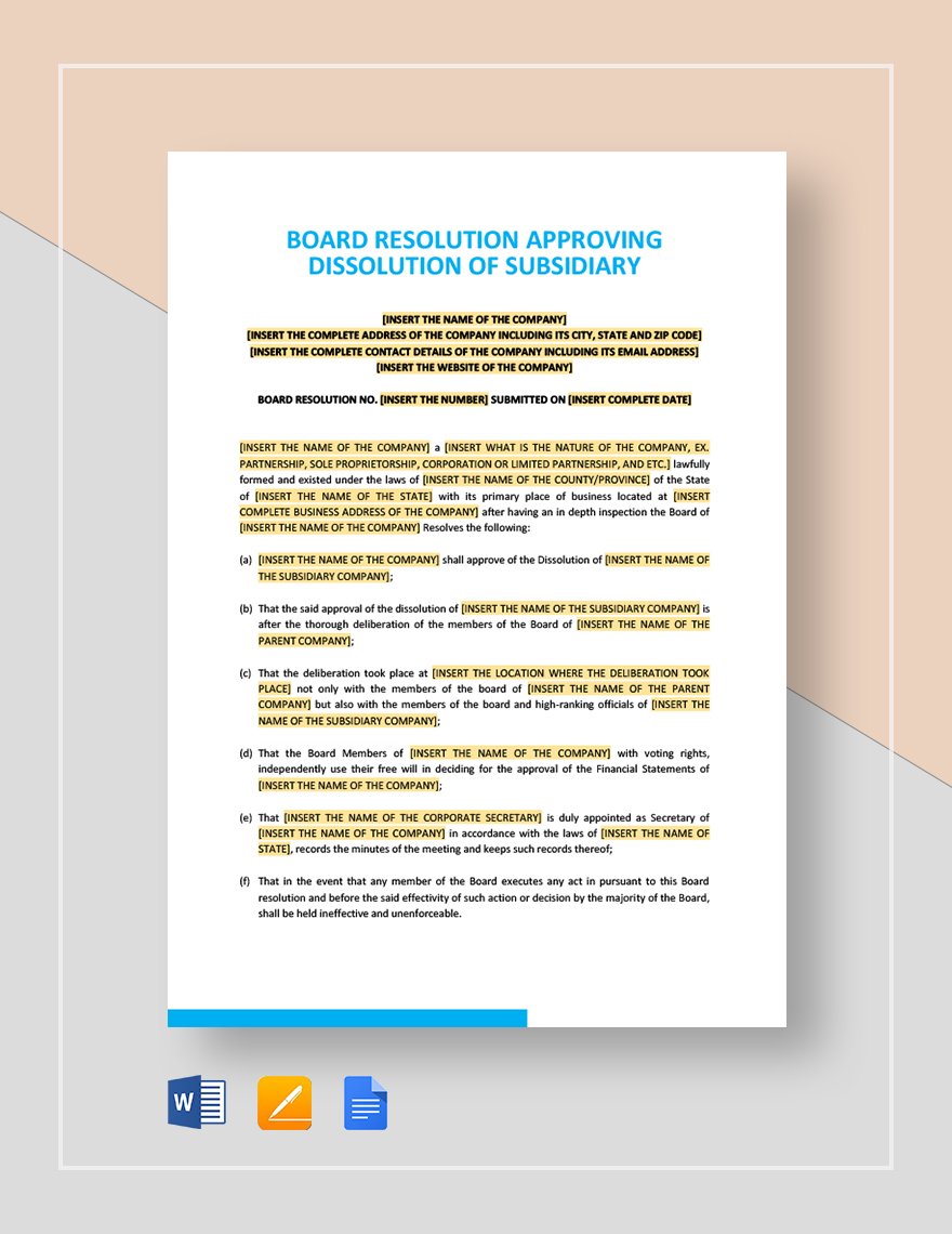 board-resolution-approving-dissolution-of-subsidiary