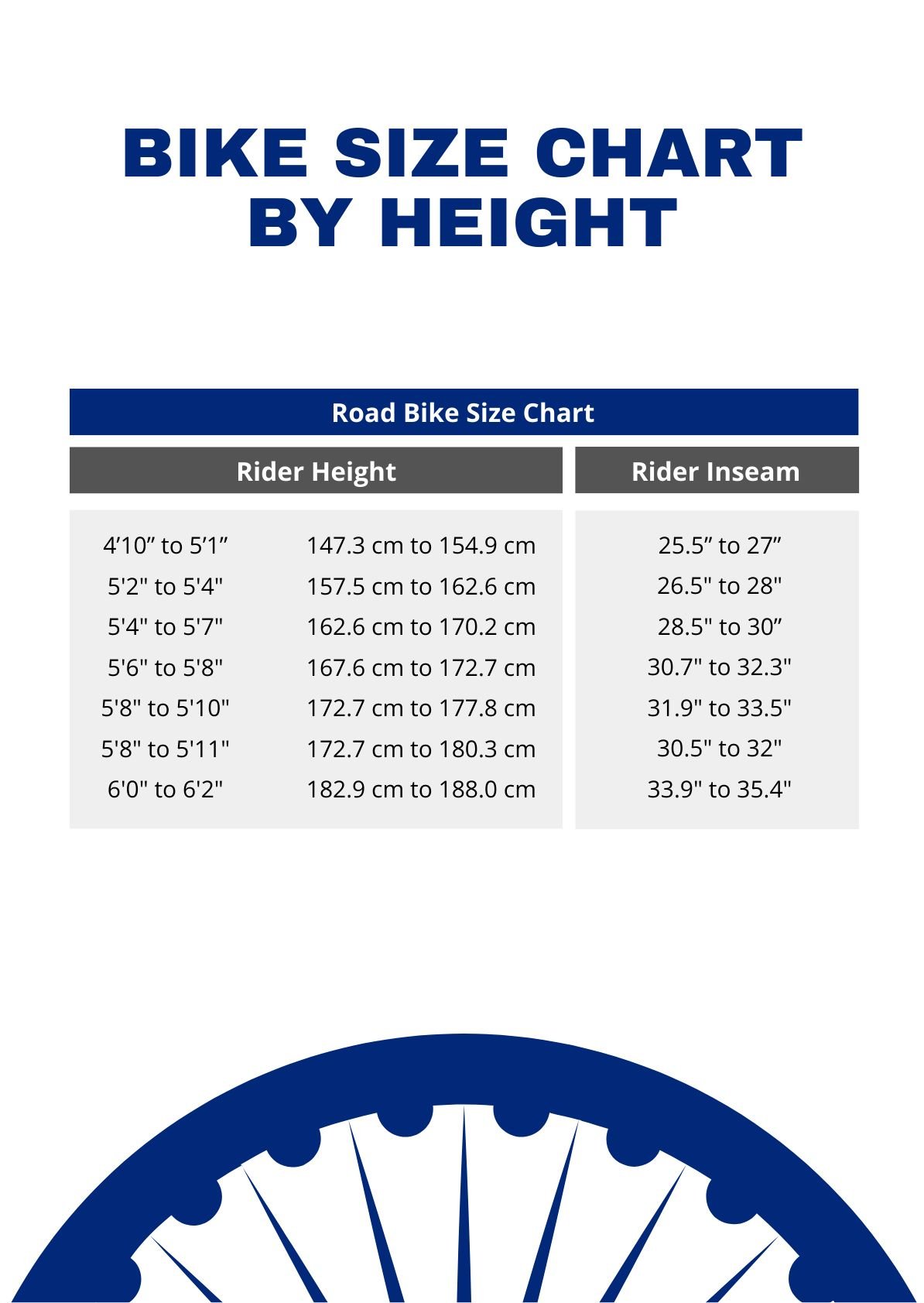 Bike Size Chart By Height In Pdf Download