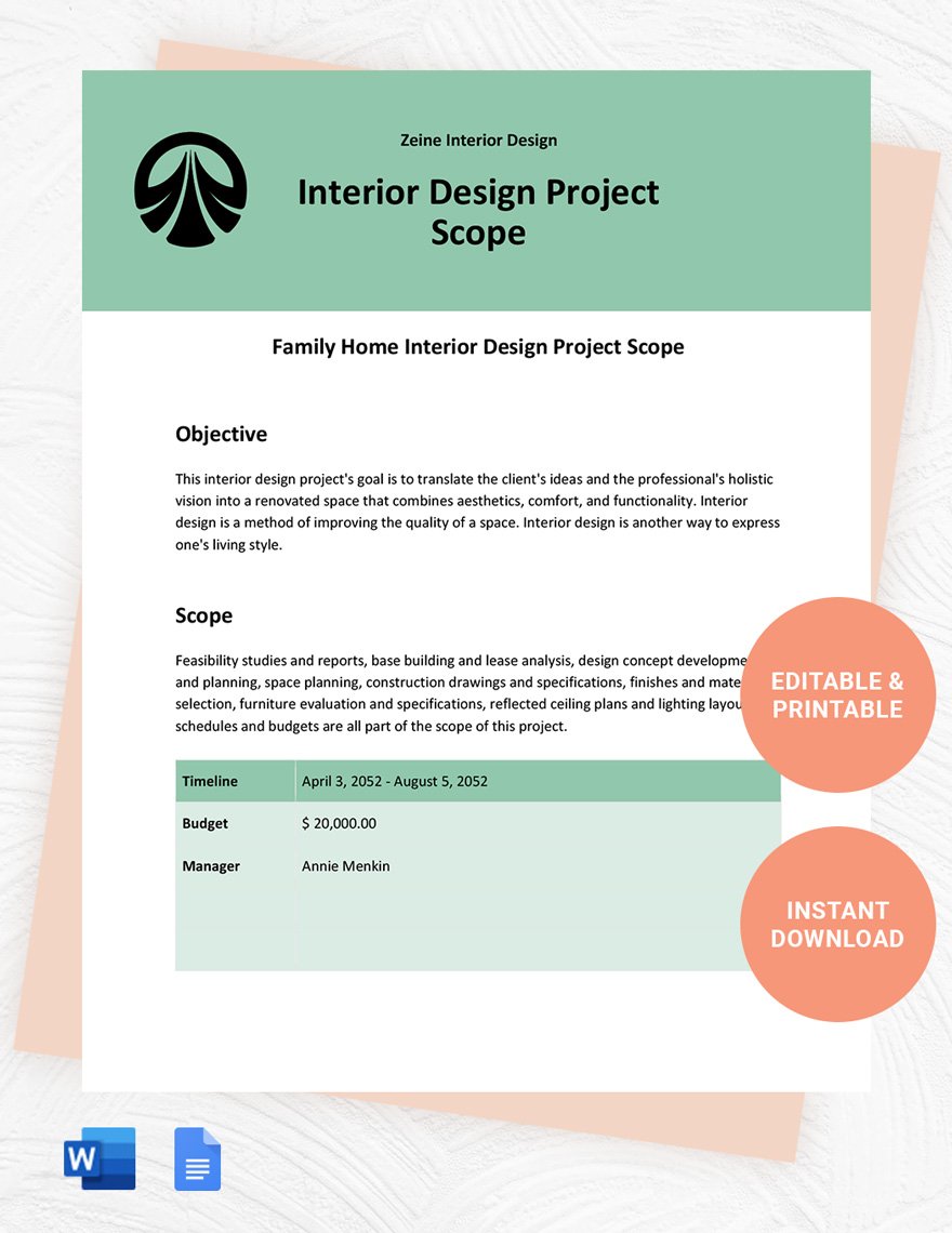 Interior Design Project Scope Template