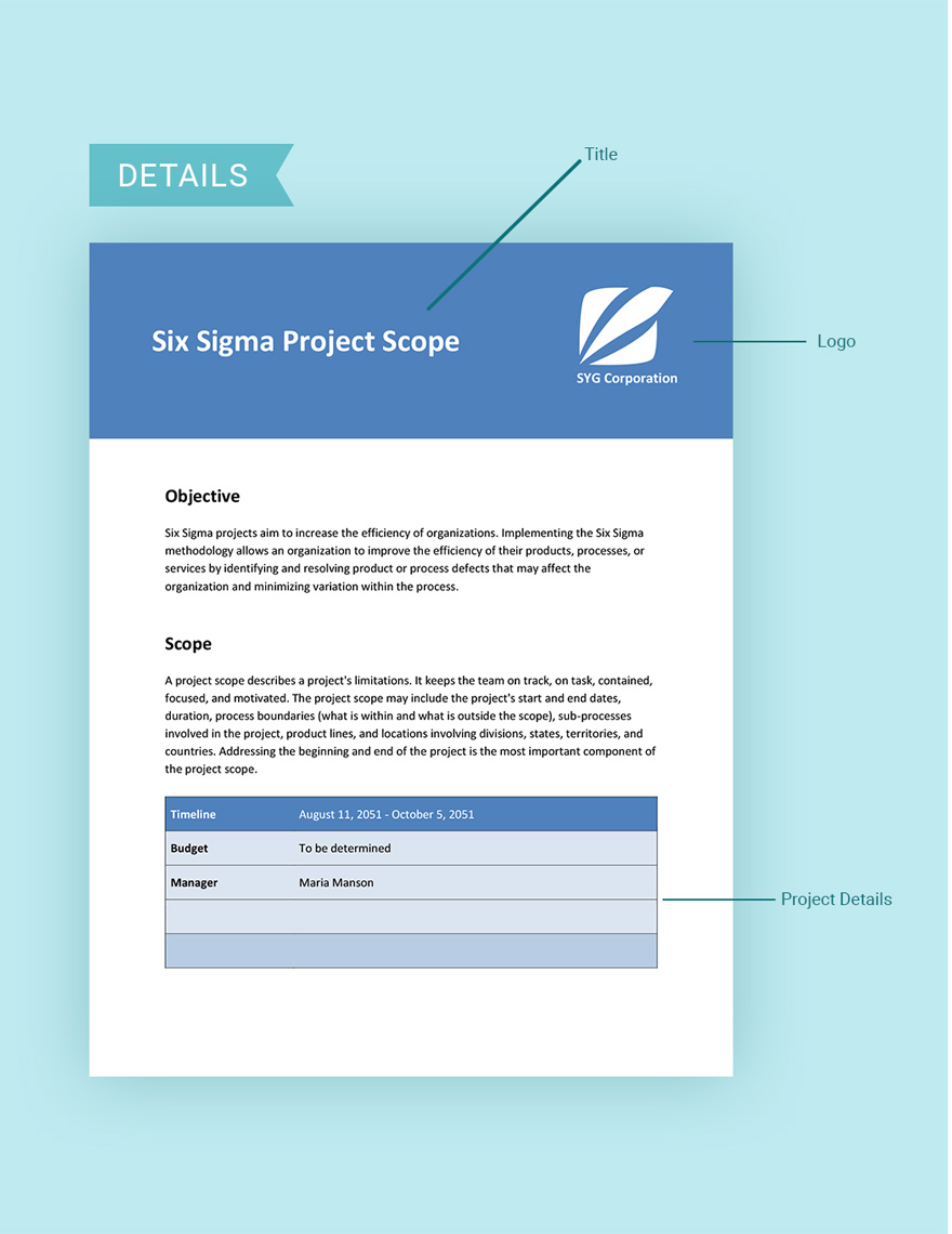 Six Sigma Project Scope Template