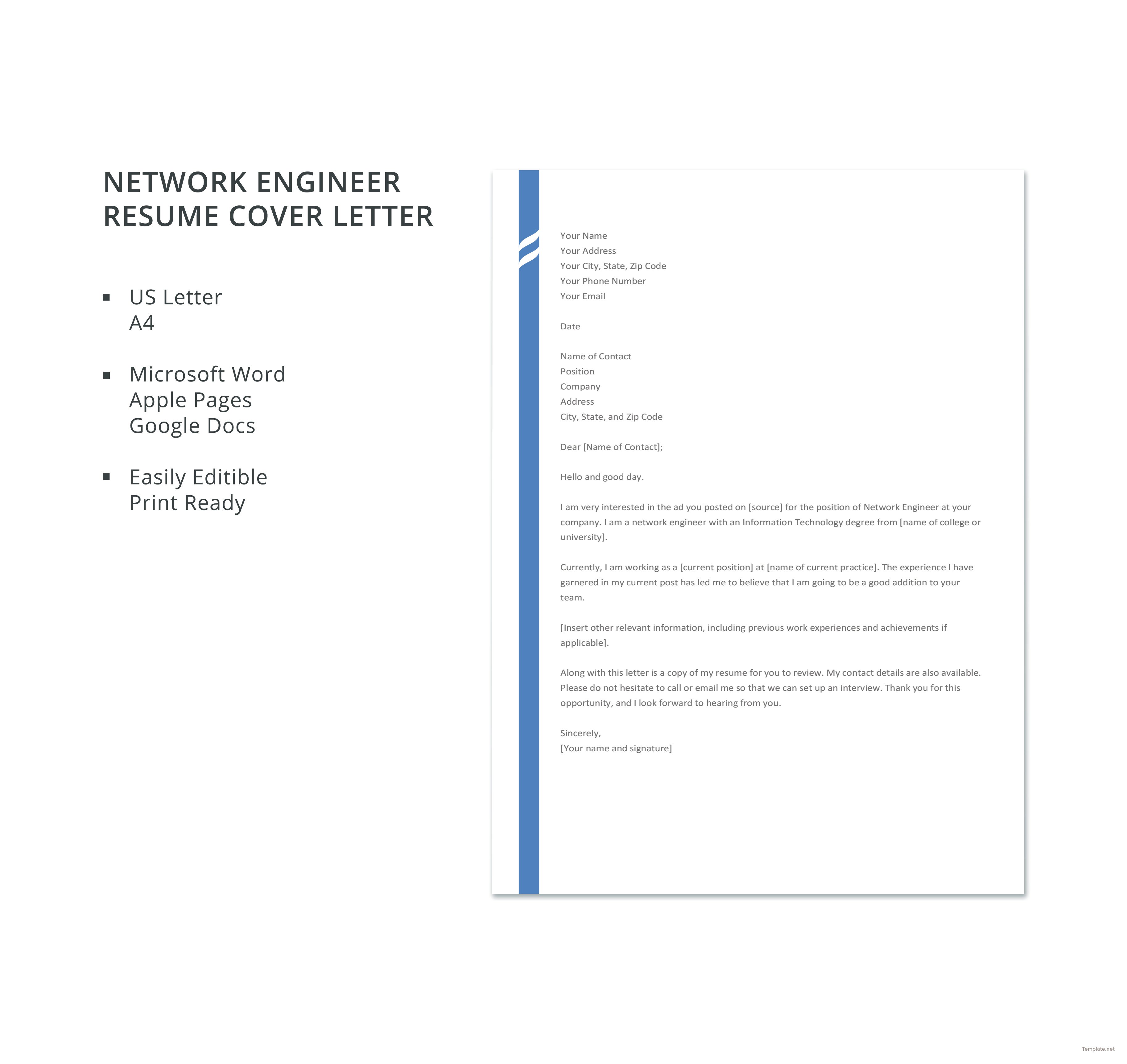 network engineer cover letter examples