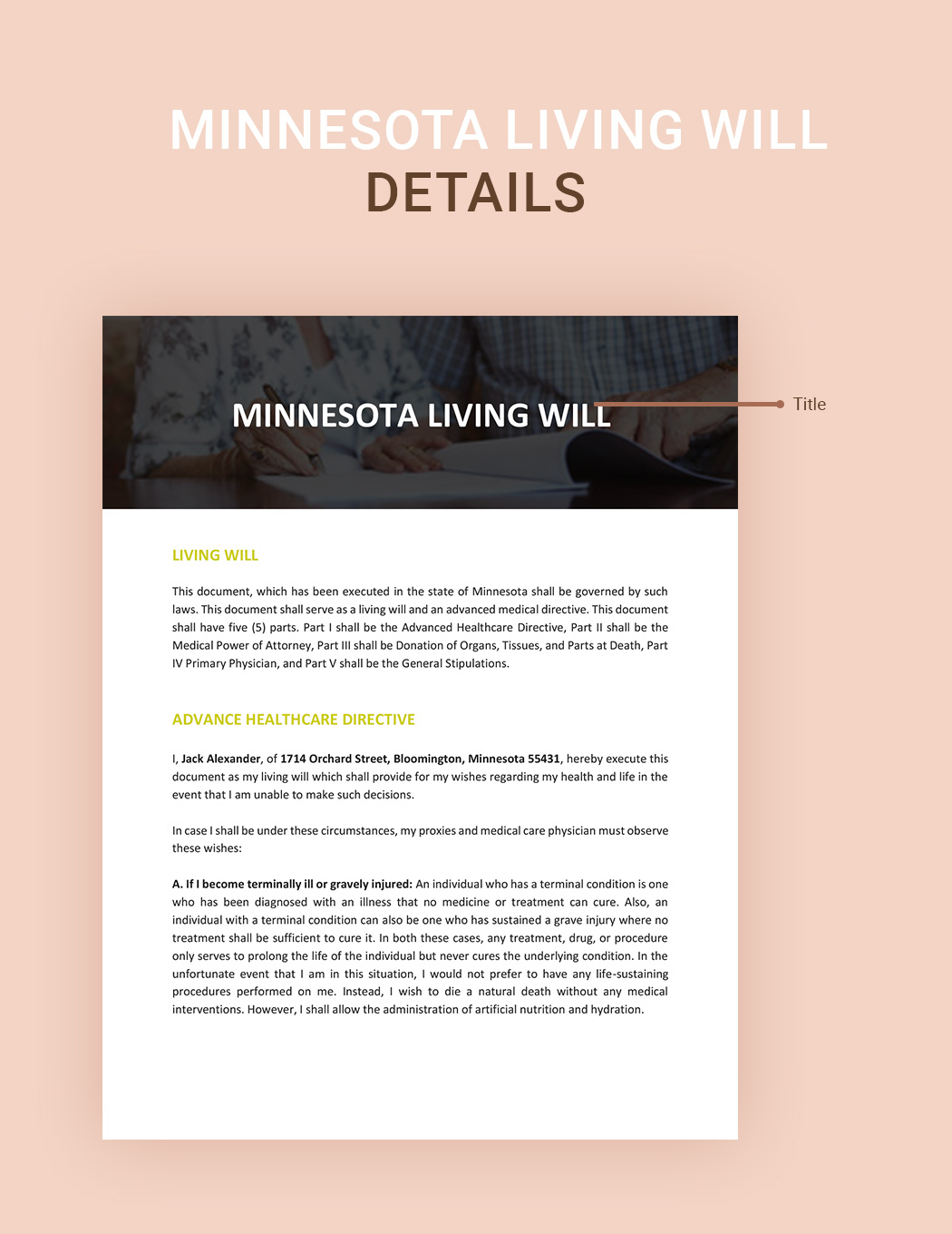 Minnesota Living Will Template in Word Google Docs Download