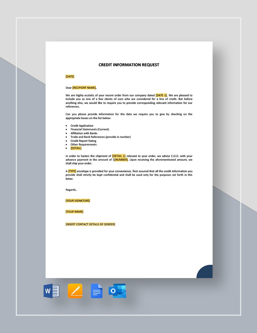 Credit Information Request Template