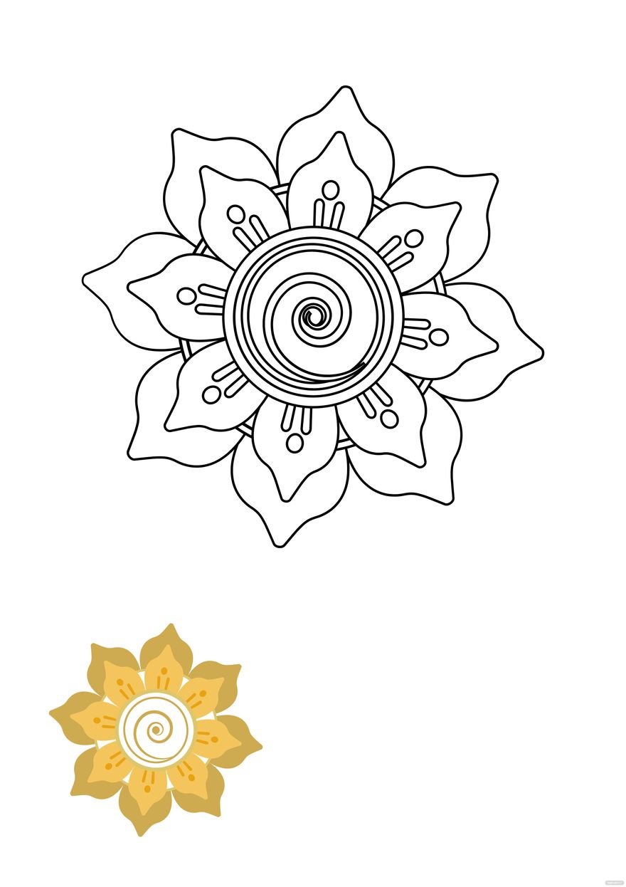 Gold Floral Pattern Coloring Page