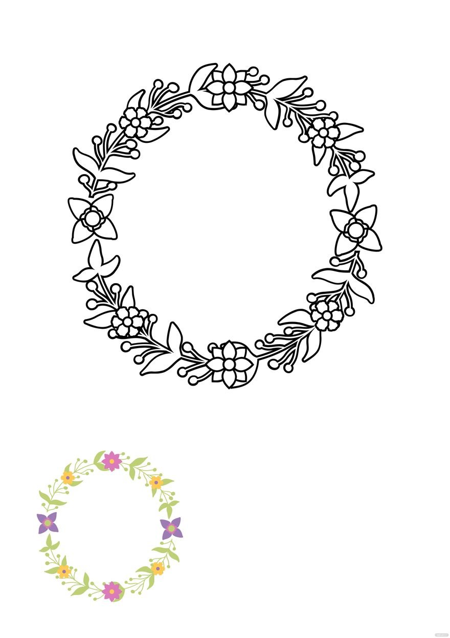 Free Floral Circle Pattern Coloring Page