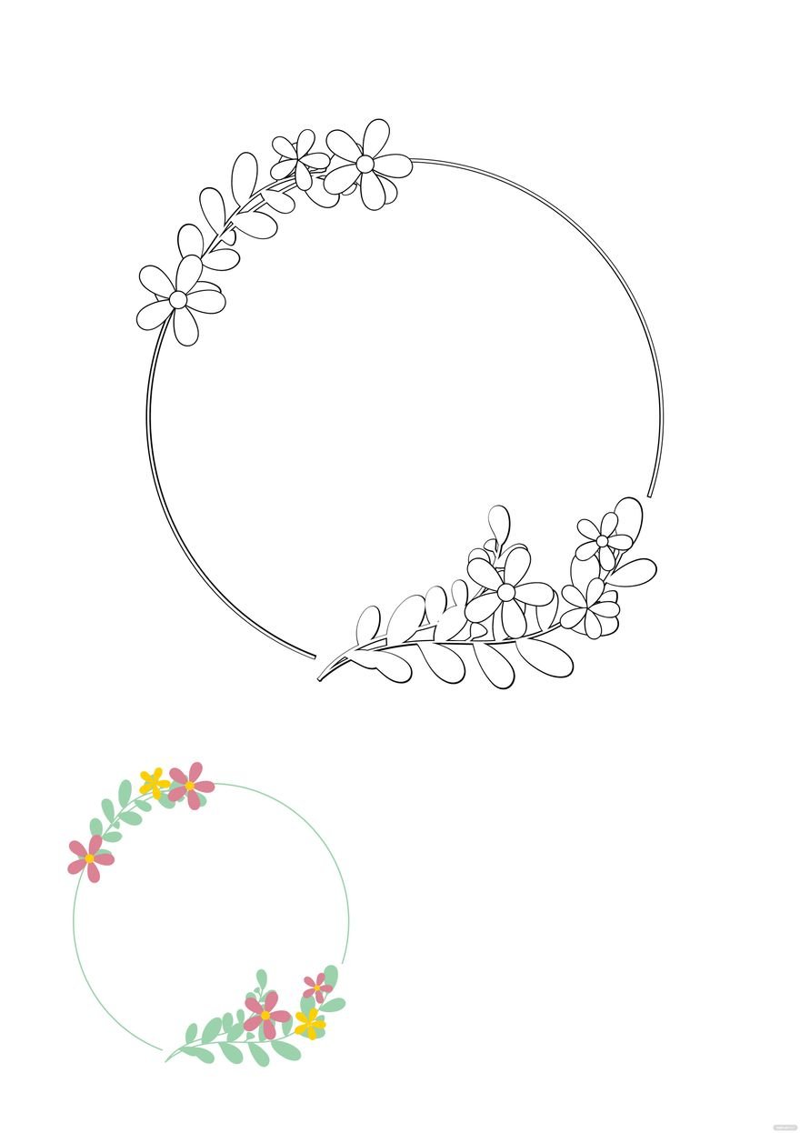 Round Floral Border Coloring Page