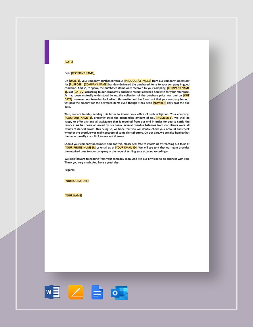 Collection Letter Clerical Error Template